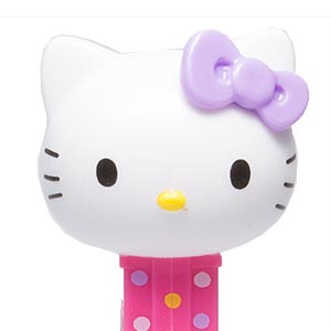 PEZ - Hello Kitty - Hello Kitty - White Head Light Purple Bow