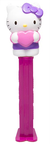 PEZ - Fullbody - Hello Kitty with Heart - White Kitty with purple bow and heart