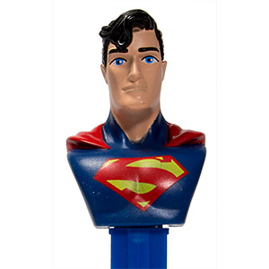 PEZ - Justice League - DC - Superman - black curl, blue straight scarf - B