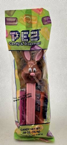 PEZ - Easter - Bunny - Brown Head, black whiskers, black eyebrows - E