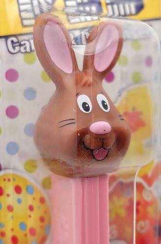 PEZ - Easter - Bunny - Brown Head, black whiskers, black eyebrows - E