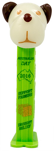 PEZ - AWL / SOS - Australia Day 2016 - Barky Brown - White GITD Head