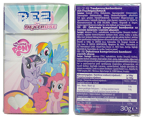 PEZ - Dextrose Packs - My Little Pony - nutrition backside