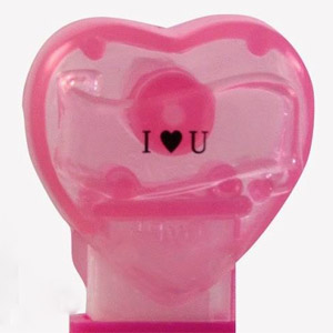 PEZ - Valentine - 2009 long - I ♥ U - Nonitalic Black on Cloudy Crystal Pink (c) 2008