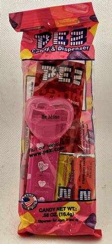 PEZ - Valentine - 2009 long - Be Mine - Nonitalic Black on Cloudy Crystal Pink (c) 2008