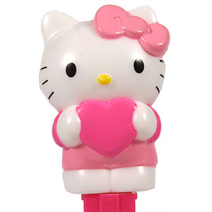 PEZ - Fullbody - Hello Kitty with Heart - White Kitty with salmon bow and heart