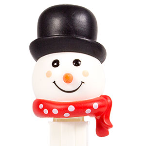 PEZ - Christmas - Snowman - orange cheeks medium red scarf - E