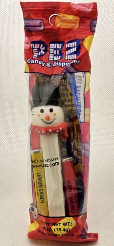 PEZ - Christmas - Snowman - orange cheeks medium red scarf - E