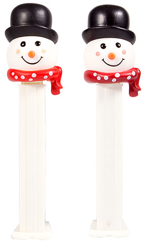 PEZ - Christmas - Snowman - orange cheeks medium red scarf - E