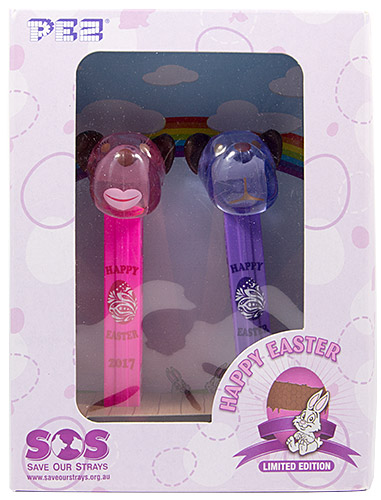 PEZ - AWL / SOS - Easter 2017 - Barky Brown - Crystal Blue Head, Black Ears