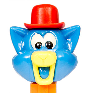 PEZ - Kooky Zoo - Cat with Derby (Puzzy) - Blue/Red/Yellow