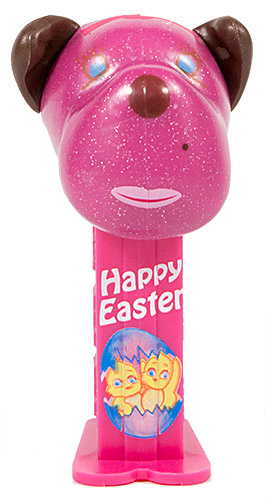 PEZ - AWL / SOS - Easter 2018 - Barky Brown Mini - Glitter Pink Head