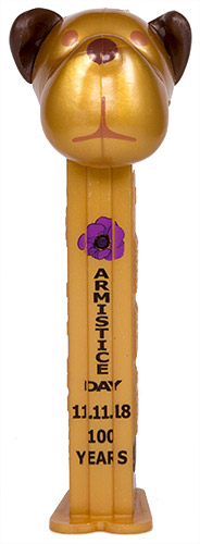 PEZ - AWL / SOS - Armistice Day 2018 - Barky Brown - Gold Head Purple Poppy