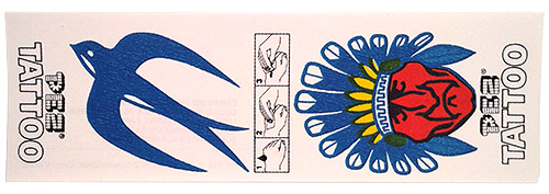 PEZ - Stickers - Tattoo Doubles (1970s) - Swallow / Indian Chief