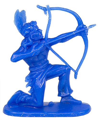 PEZ - Figuren Cowboys und Indianer - Blau - Indianer Bogen Kniend