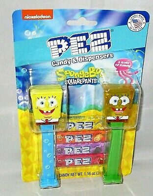 PEZ - SpongeBob SquarePants - SpongeBob in Shirt - yellow crystal head, front shirt, no cheesy spots - A
