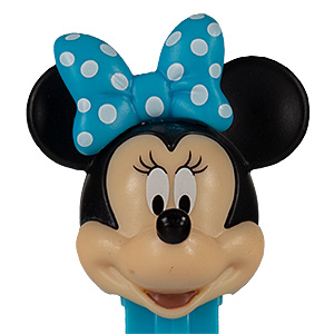 PEZ - Mickey Mouse & Friends - Minnie Mouse - blue off bow white polka dots - F/K