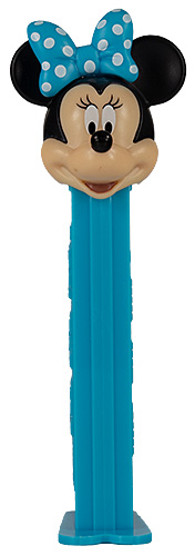 PEZ - Mickey Mouse & Friends - Minnie Mouse - blue off bow white polka dots - F/K