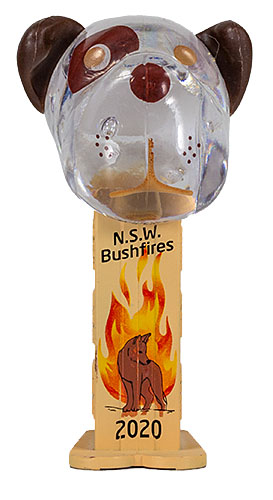 PEZ - AWL / SOS - NSW Bushfires 2020 - Barky Brown Mini - Crystal Clear Head Dingo