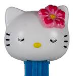 PEZ - Hawaiian Hello Kitty  closed eyes, fuchsia hibiscus flower on namast