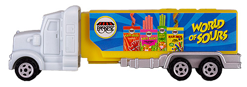 PEZ - Advertising Paskesz World of Sours - Truck - White cab, yellow truck