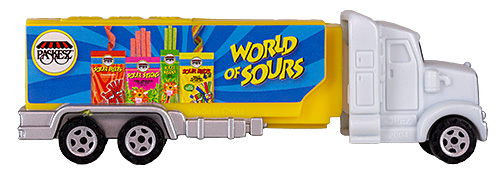 PEZ - Advertising Paskesz World of Sours - Truck - White cab, yellow truck