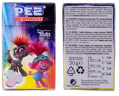 PEZ - Dextrose Packs - Trolls Worldtour