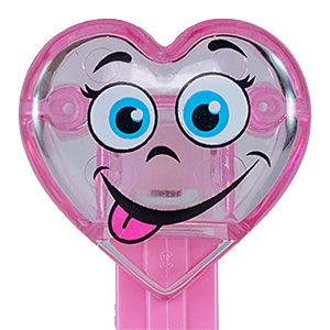 PEZ - Valentines - Silly Crystal Heart - Light Pink Crystal Head