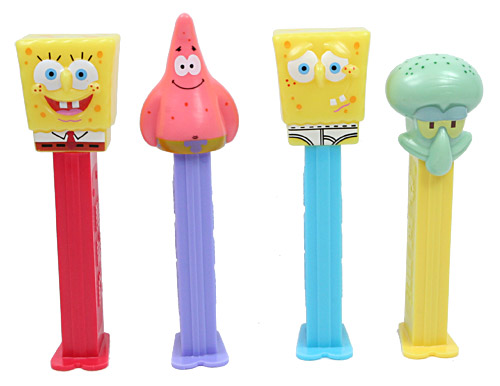 PEZ - SpongeBob SquarePants - SpongeBob in Shirt - white crystal head, front shirt, no cheesy spots